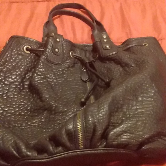 Black Leather drawstring purse - Picture 1 of 17
